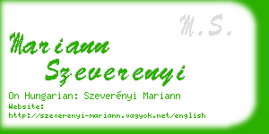 mariann szeverenyi business card